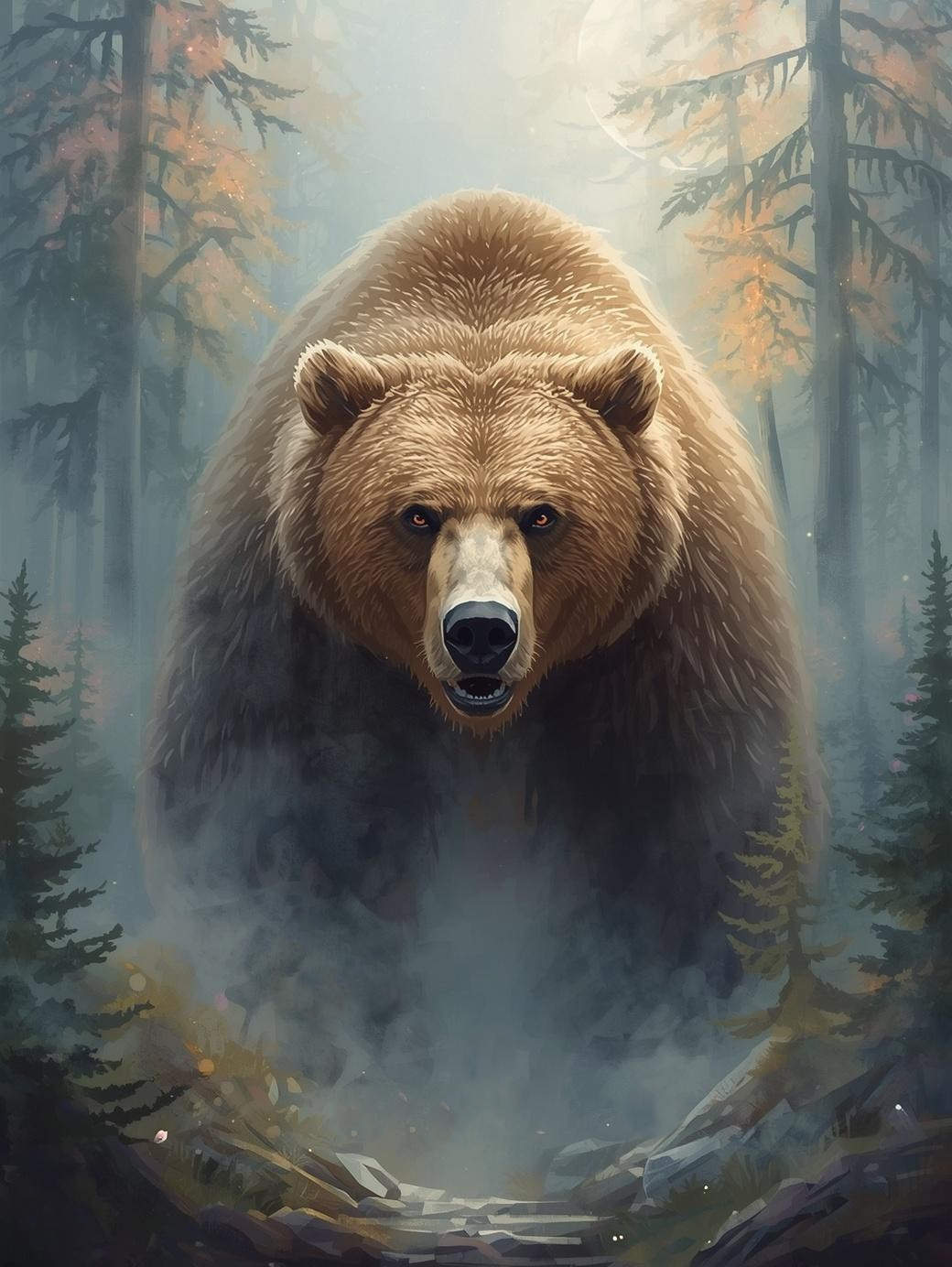 Paint By Number Mighty Brown Bear in Wild – Majestic Nature Painting Kit