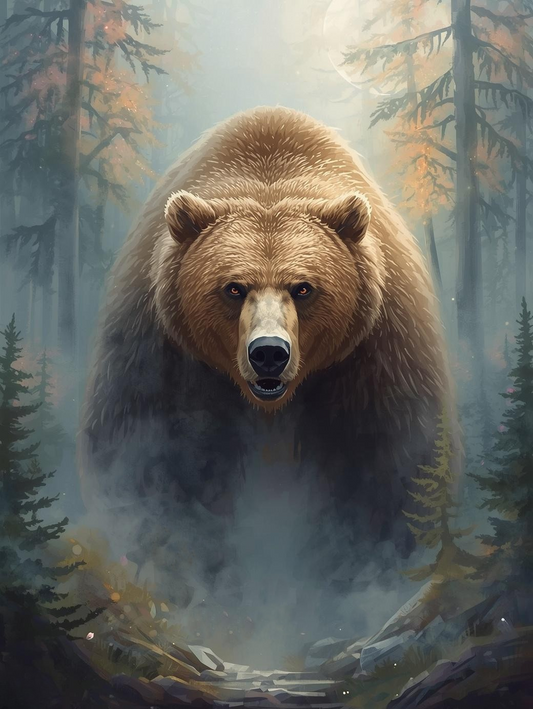 Paint By Number Mighty Brown Bear in Wild – Majestic Nature Painting Kit