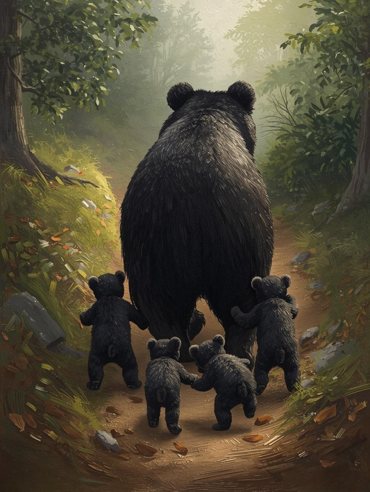 Paint By Number Mother Bear and Cubs – Sweet Woodland Wildlife Painting Kit