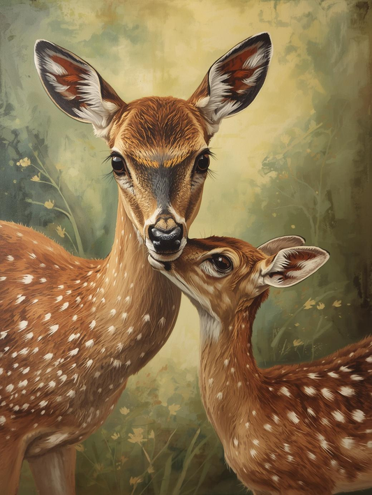 Paint By Number Mother Deer with Fawn – Heartwarming Wildlife Art Kit