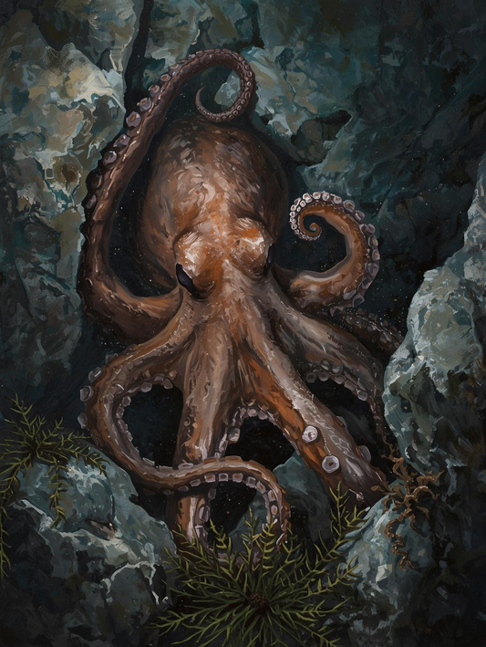 Paint By Number Octopus Among Rocks – Coastal Storybook Wildlife Painting