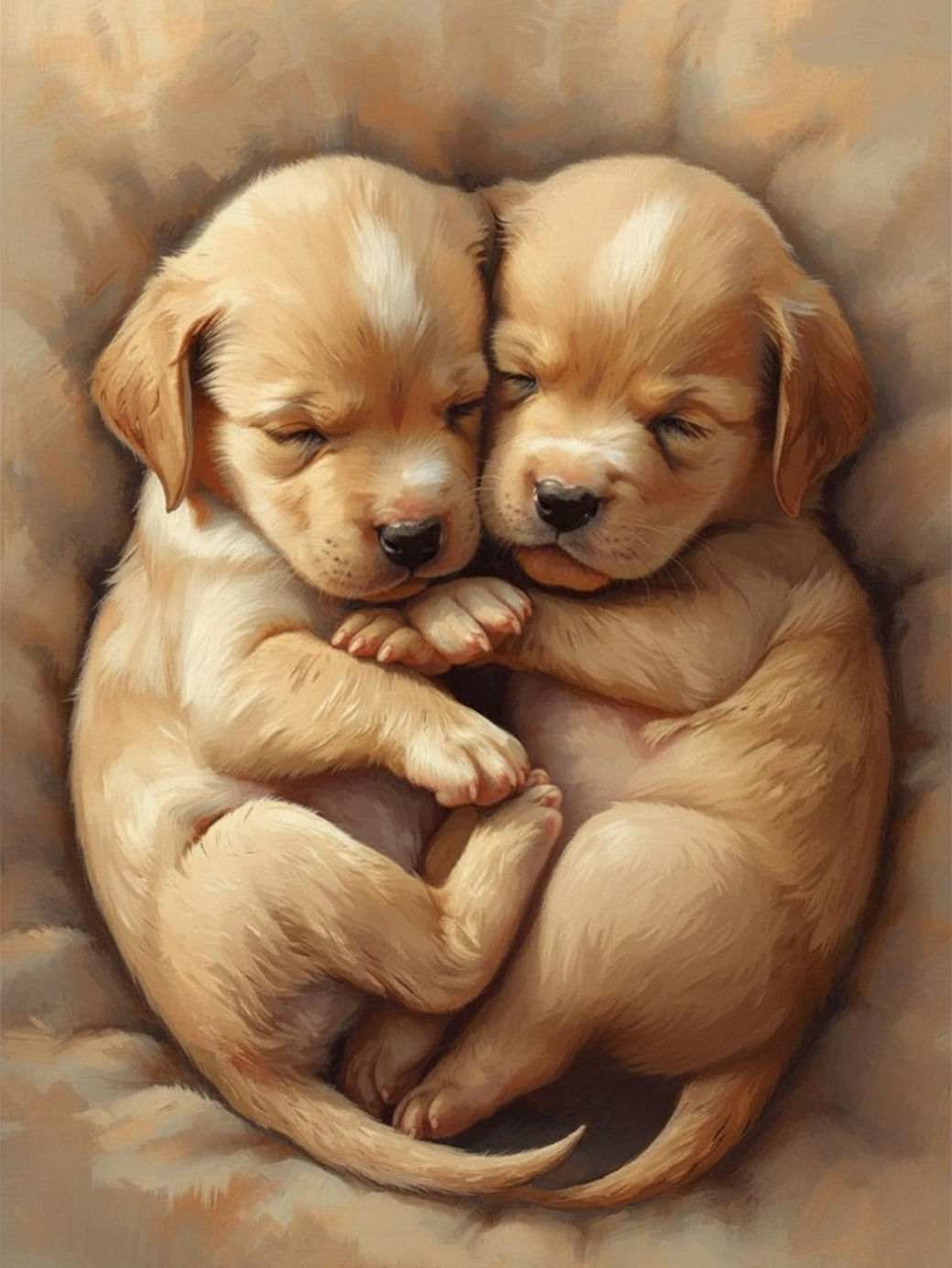 Paint By Number Peaceful Puppy Napping in Soft Blanket – DIY Paint by Number Kit