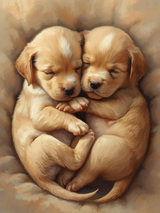Paint By Number Peaceful Puppy Napping in Soft Blanket – DIY Paint by Number Kit