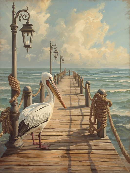 Paint By Number Pelican on Wayfarer Pier – Coastal Wildlife Art Kit