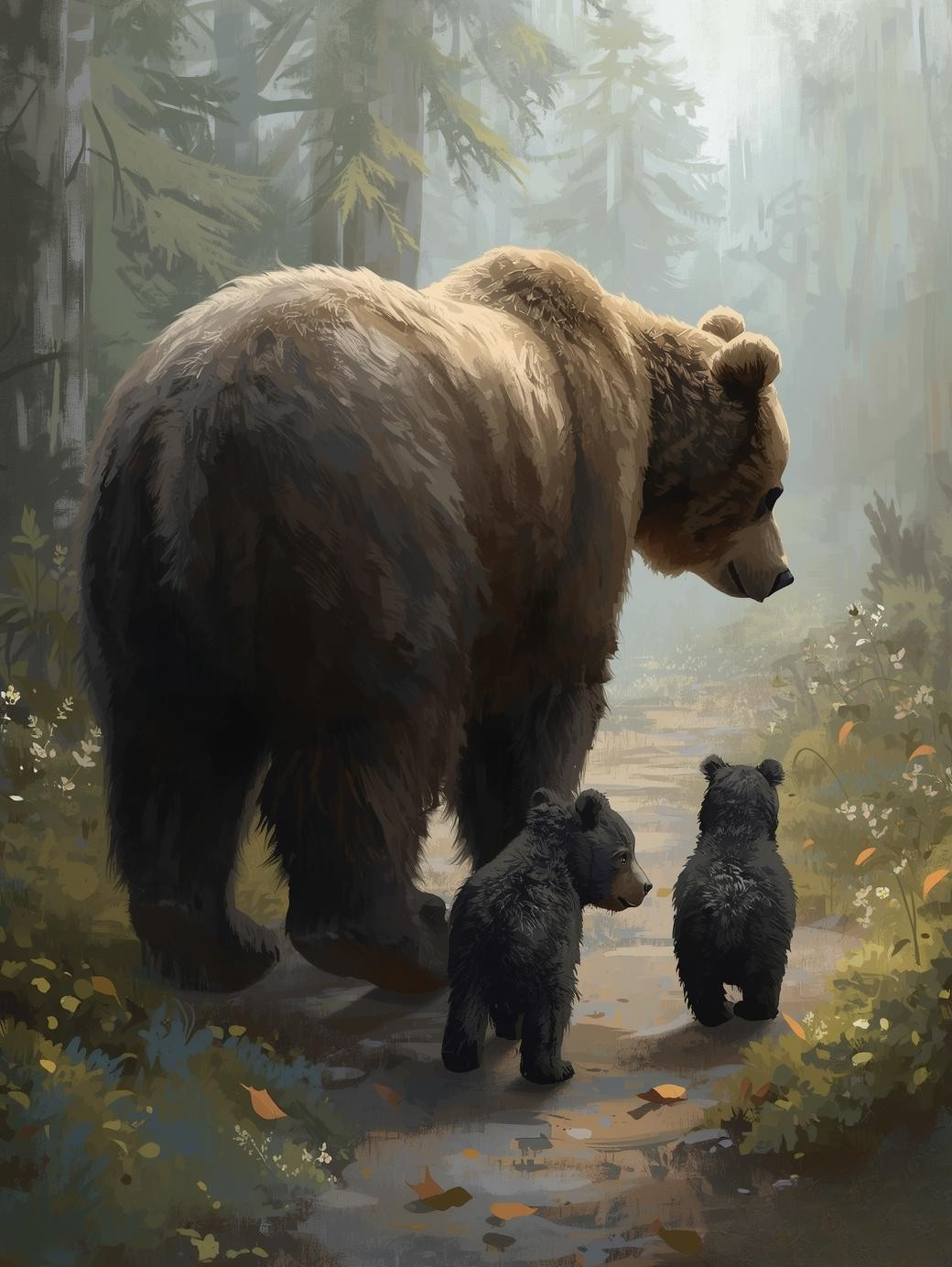 Paint By Number Playful Bear Cubs in Woodland – Sweet Wildlife Wall Art Kit