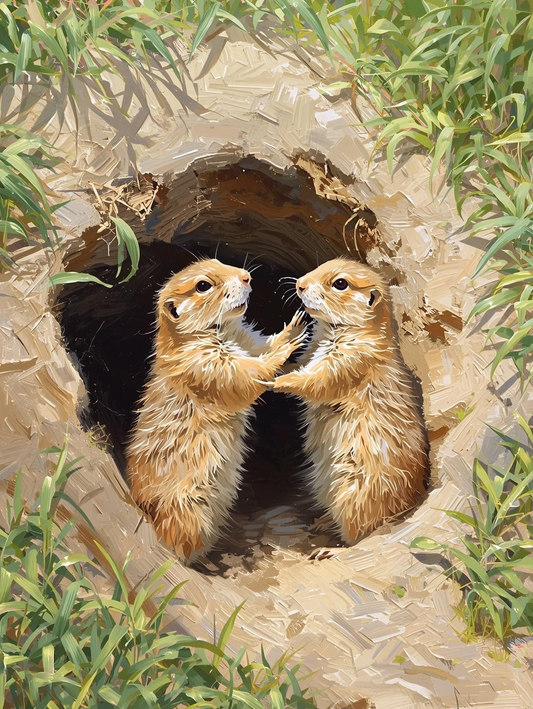 Paint By Number Playful Prairie Dogs at Burrow – Charming Prairie Wildlife Paint by Number Kit for Adults
