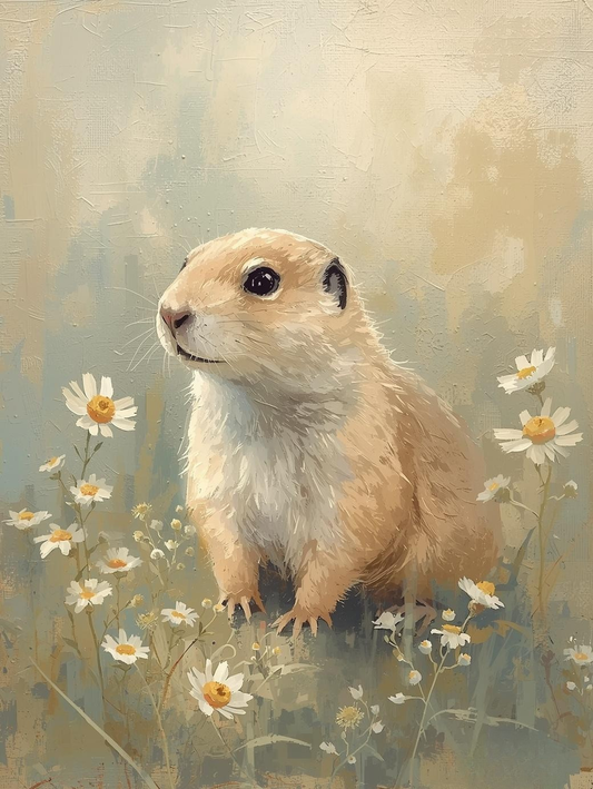 Paint By Number Prairie Dog Among Wildflowers – Colorful Meadow Wildlife Paint by Number Kit for Adults