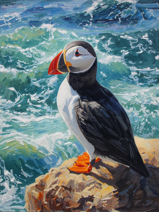 Paint by Number Puffin on Cliff – Coastal Canvas Paint by Number Kit