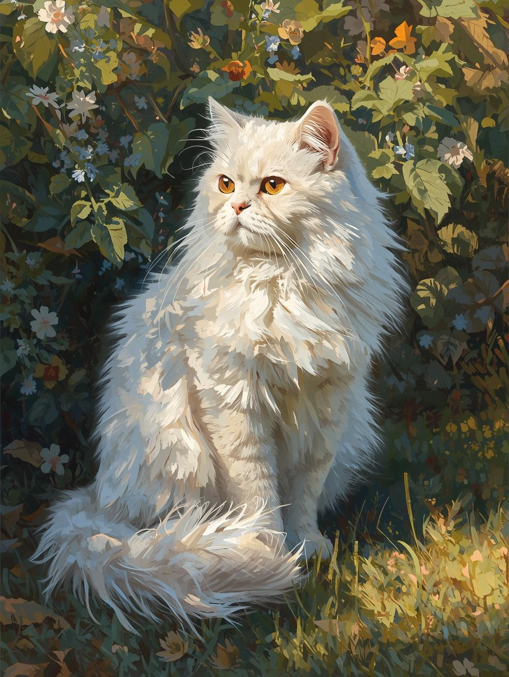 Paint By Number Elegant White Cat Portrait in Soft Setting – Cozy Paint by Number Kit for Adults