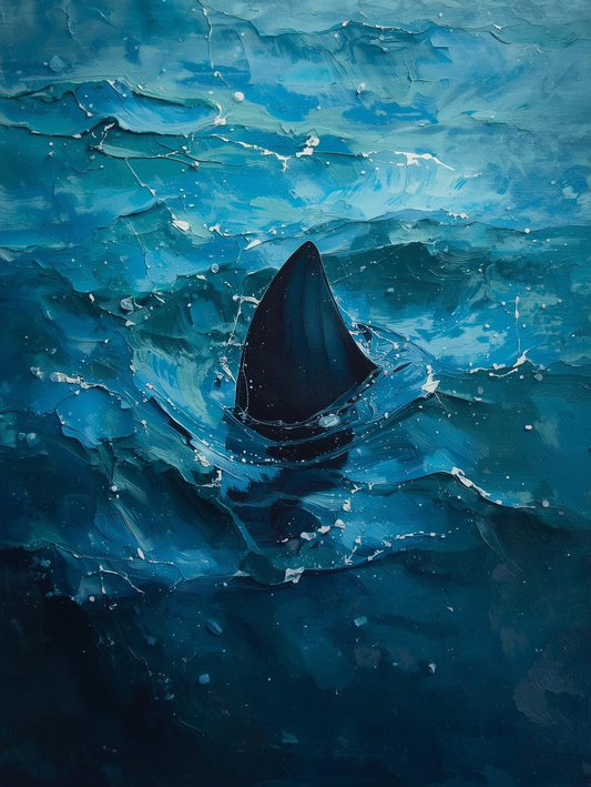Paint By Number  Shark in Deep Blue – Marine Scene