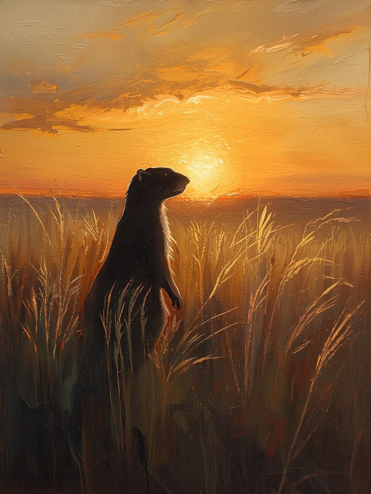 Paint By Number Prairie Dog at Sunset Silhouette – Golden Prairie Wildlife Paint by Number Kit for Adults