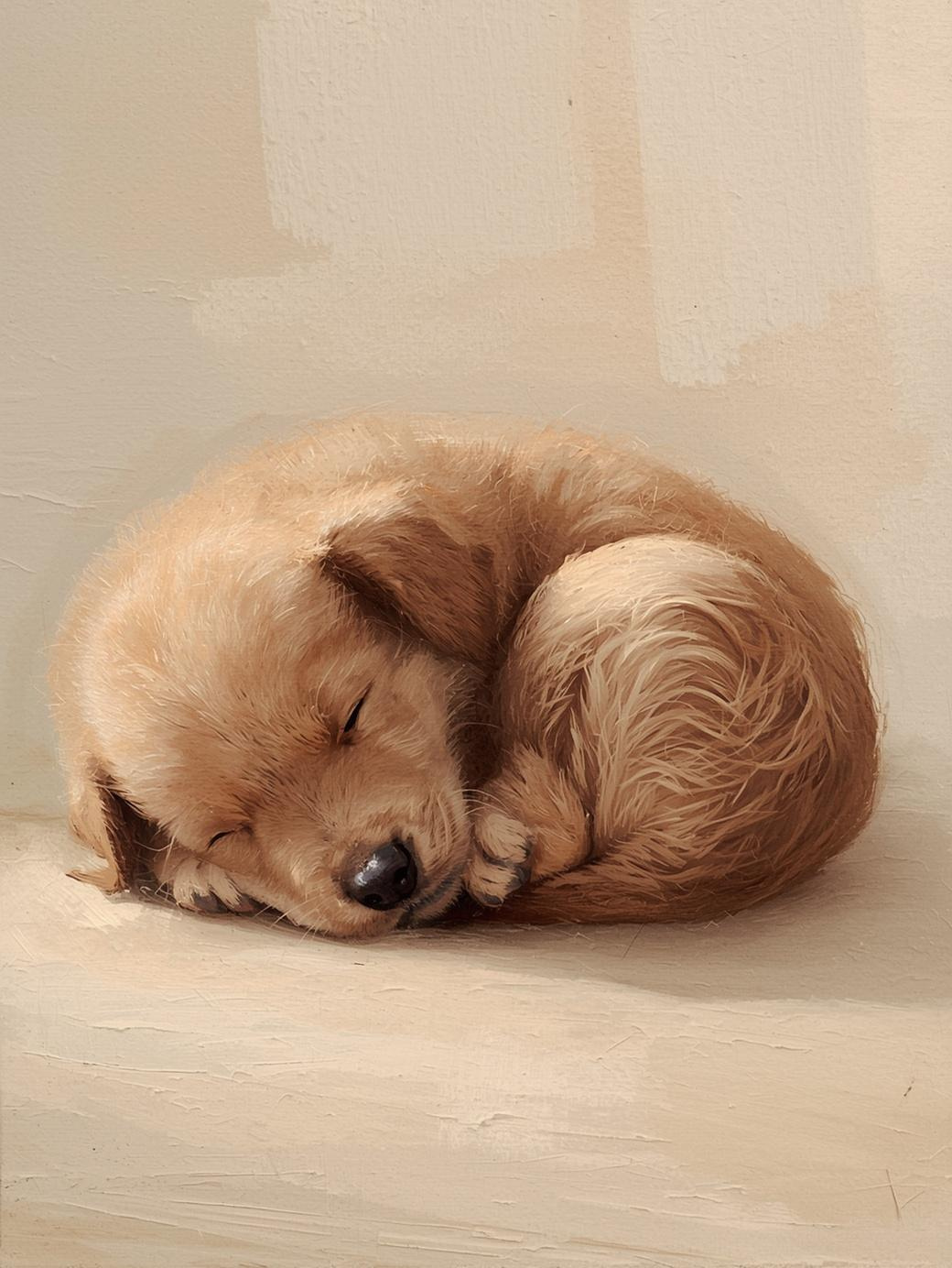 Paint By Number Sleeping Puppy in Cozy Blanket Scene – Cozy Paint by Number Kit for Adults