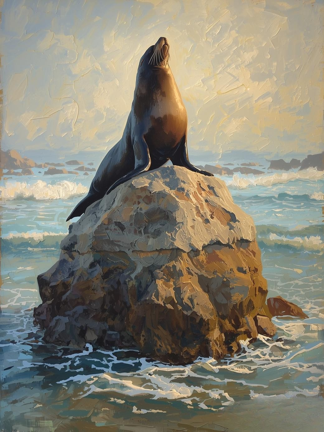 Paint By Number Storybook Seal by Gentle Waves – Painterly Coastal Scene