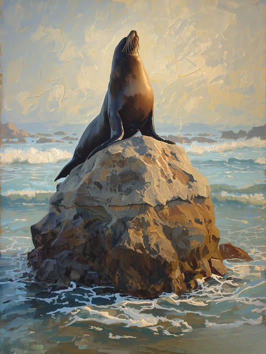 Paint By Number Storybook Seal by Gentle Waves – Painterly Coastal Scene