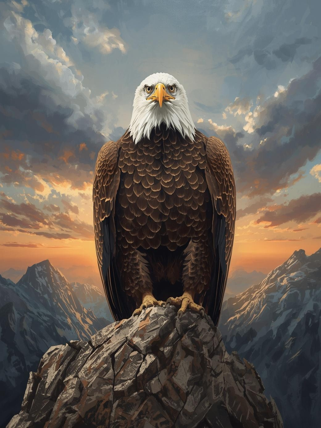 Paint by Number Eagle Perched at Sunset – Powerful Wildlife Canvas Paint by Number Kit