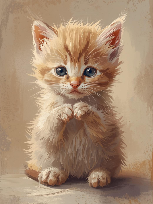 Paint By Number Sweet Baby Kitten Sitting in Soft Light – DIY Paint by Number Kit