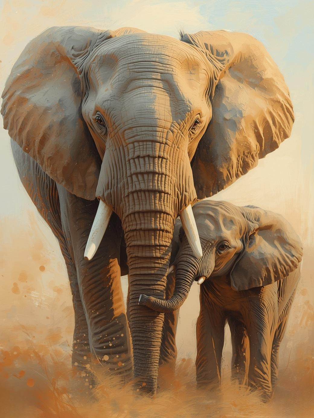 Paint By Number Tender Elephant and Baby – Emotional Safari Wall Art Kit