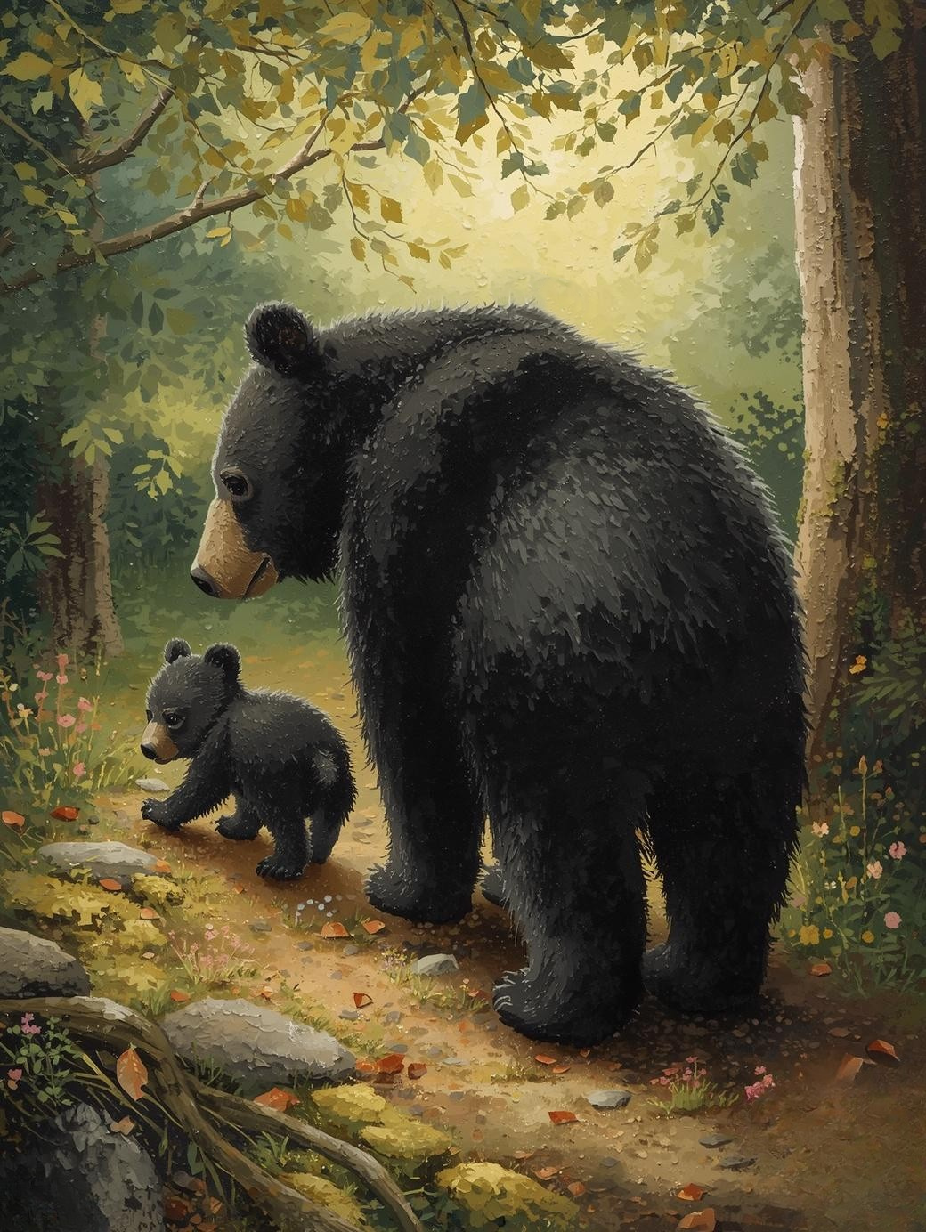 Paint By Number Tender Moment Bear and Cub Walking – Heartwarming Nature Art Kit