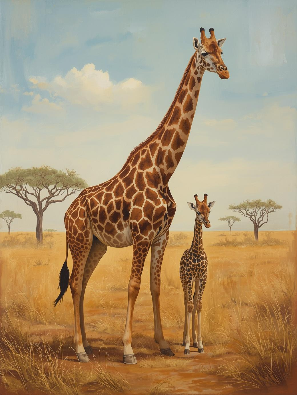 Paint By Number Tender Mother Giraffe and Baby – Adorable Wildlife Painting Kit