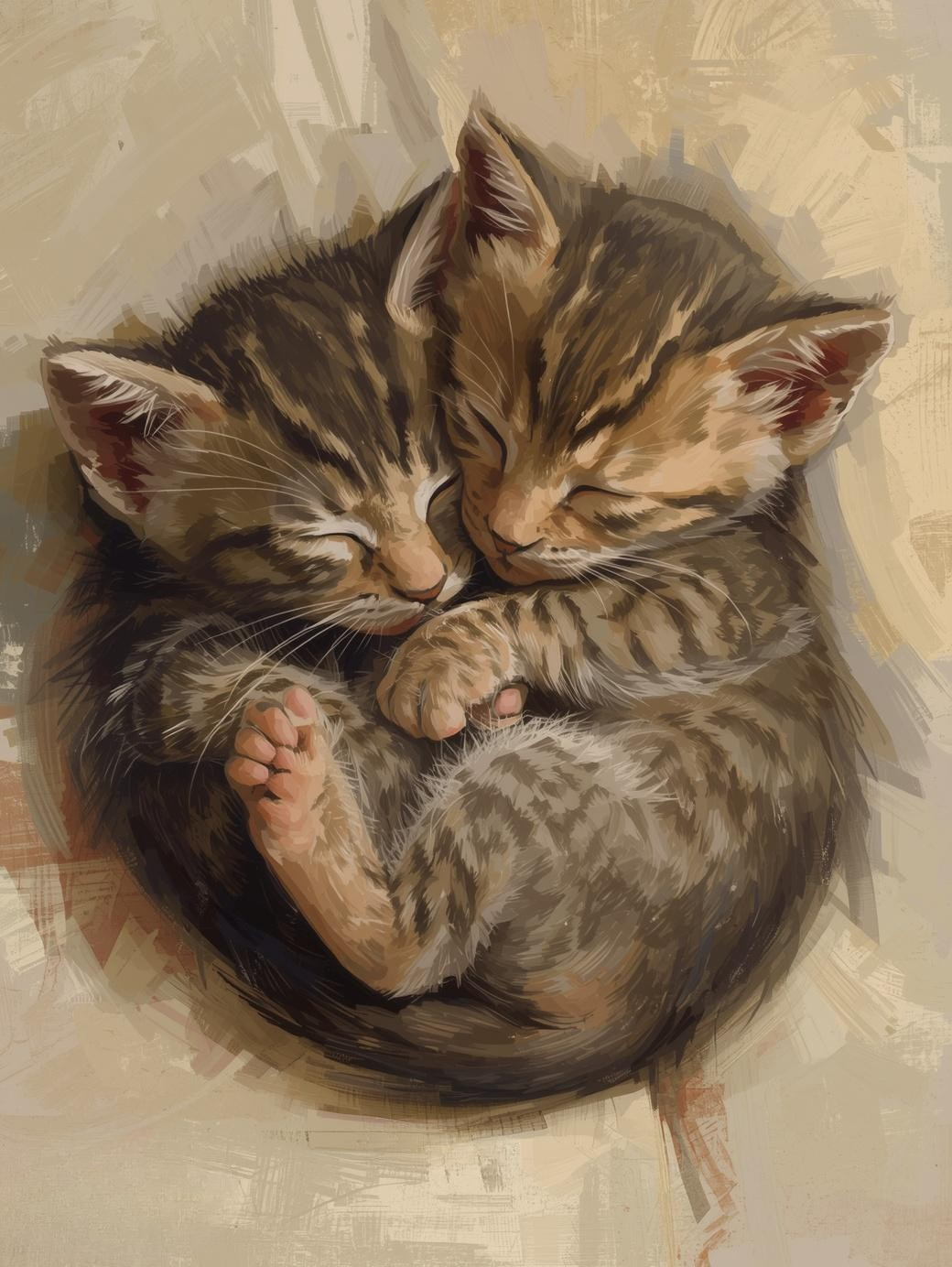 Paint By Number Two Kittens Cuddling Together – Canvas Paint by Number Kit