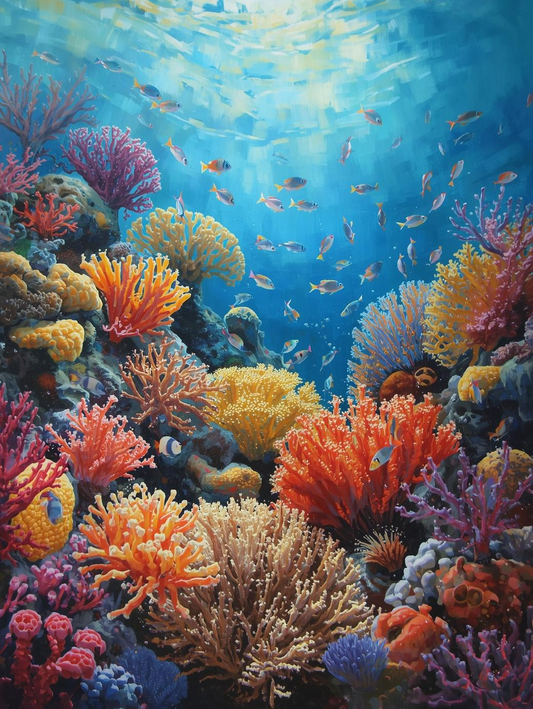 Paint By Number Vibrant Coral Reef – Tropical Underwater Wildlife Art