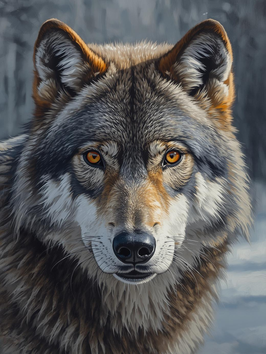 Paint By Number Wolf Portrait with Piercing Eyes – Bold Wildlife Wall Art Kit