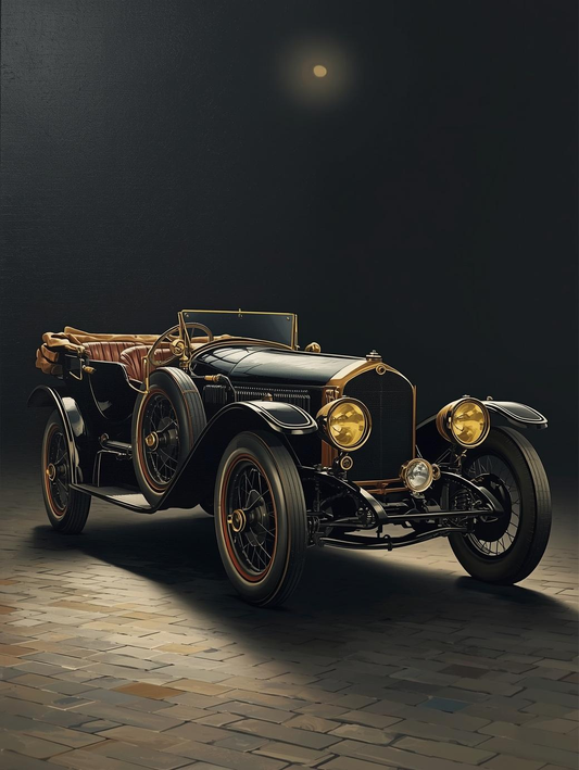Paint by Number Antique Automobile in Elegant Dark Scene – Classic Vintage DIY Paint Kit for Adults