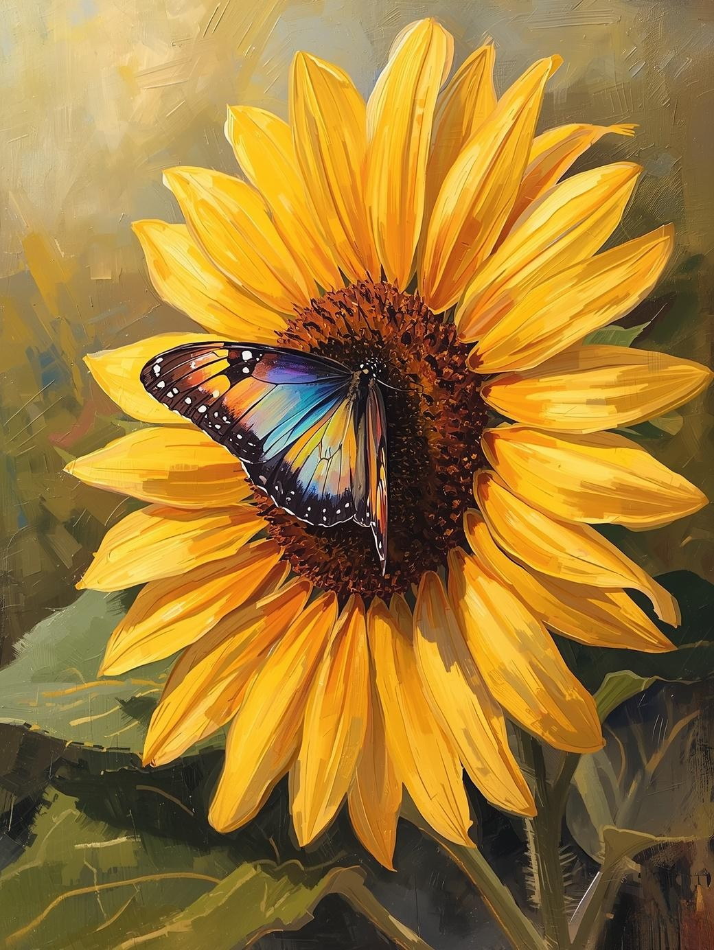 Paint By Number Butterfly on Sunflower – Bright Summer Canvas DIY Kit for Adults, Colorful Garden & Nature Painting