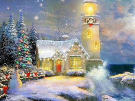 Paint by Number Christmas Lighthouse