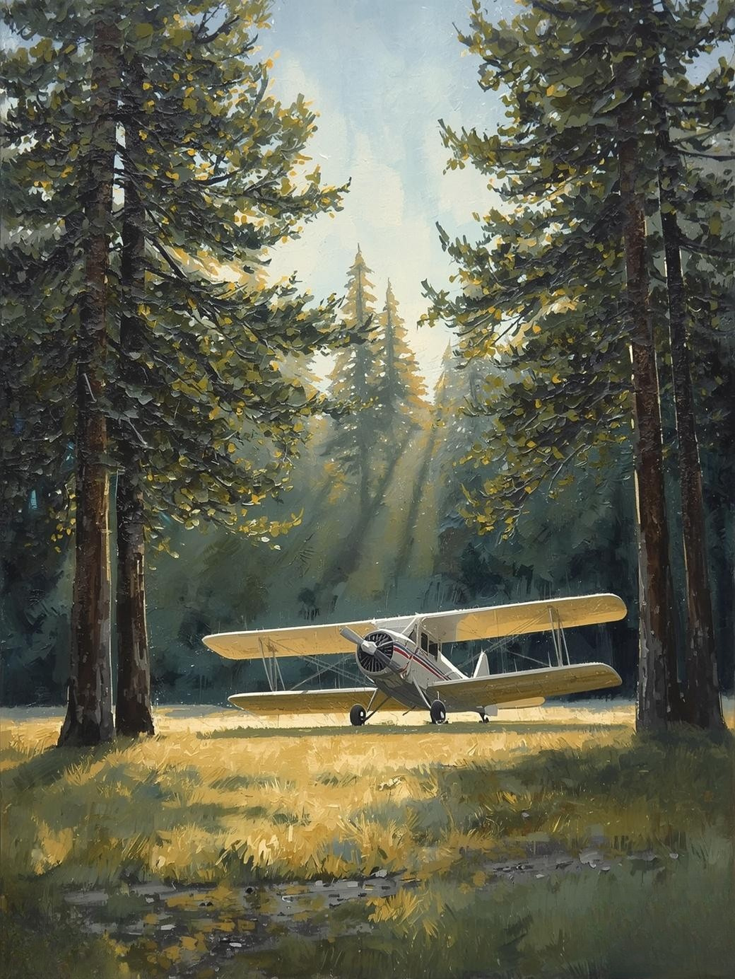 Paint by Number Bush Plane in Woodland Scene – Peaceful Nature Aviation Wall Art Canvas DIY Kit for Adults