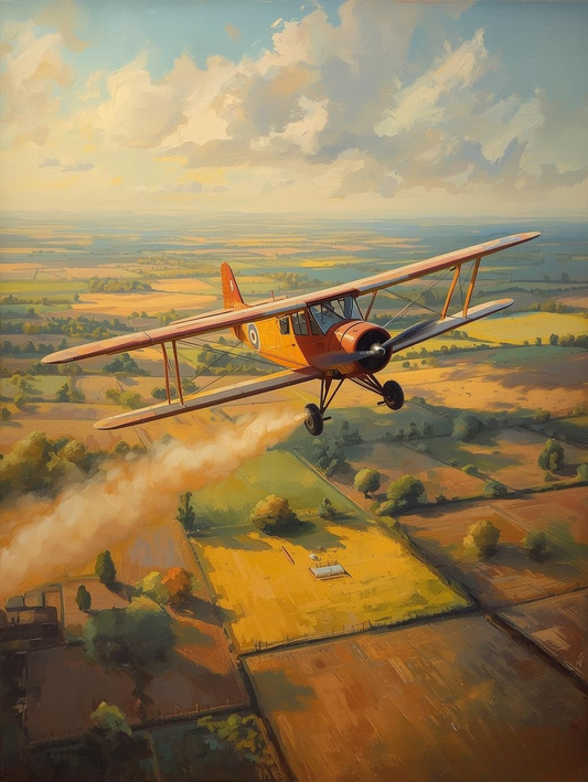 Paint by Number Crop Duster Over Golden Farmland – Rustic Aviation Wall Art Canvas DIY Kit for Adults