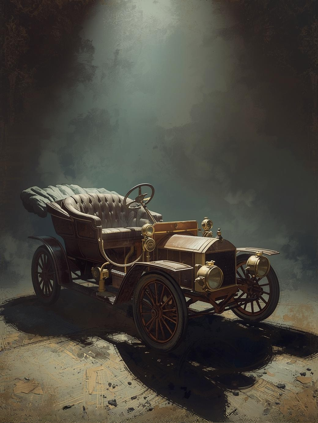 Paint by Number Early Automobile in Moonlight Glow – Vintage Night Scene Paint by Number Canvas Kit