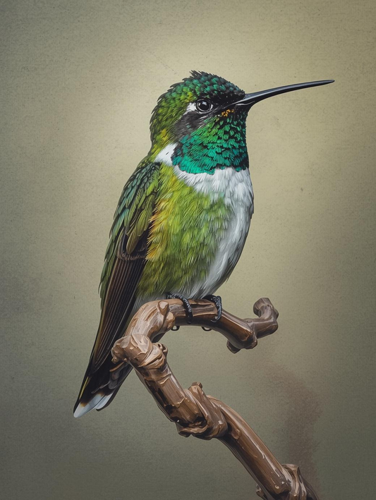 Paint by Number Green Hummingbird Among Wildflowers – Vibrant Nature Paint by Number Kit for Adults