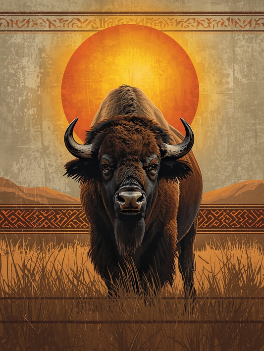 Paint By Number Guardians of the Plains Buffalo – Tribal Inspired Wildlife Paint by Number Kit for Adults