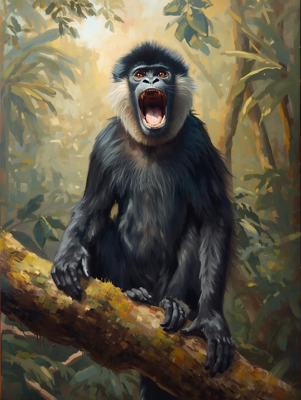 Paint By Number Howler Monkey Calling in Jungle – Dramatic Wildlife Nature Painting Kit
