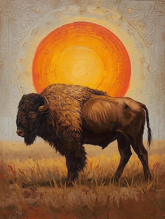 Paint By Number Lone Bison Warrior – Bold Prairie Wildlife Paint by Number Kit for Adults