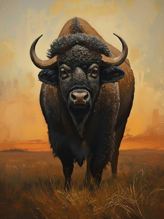 Paint By Number Lone Guardian Buffalo of the Plains – Dramatic Wildlife Paint by Number Kit for Adults
