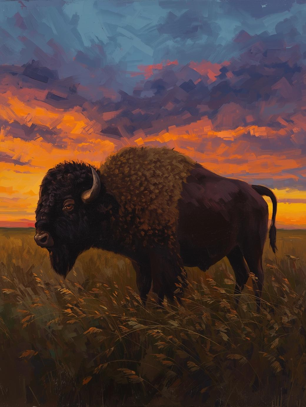 Paint By Number Majestic Bison on Open Prairie – Scenic Wildlife Paint by Number Kit for Adults