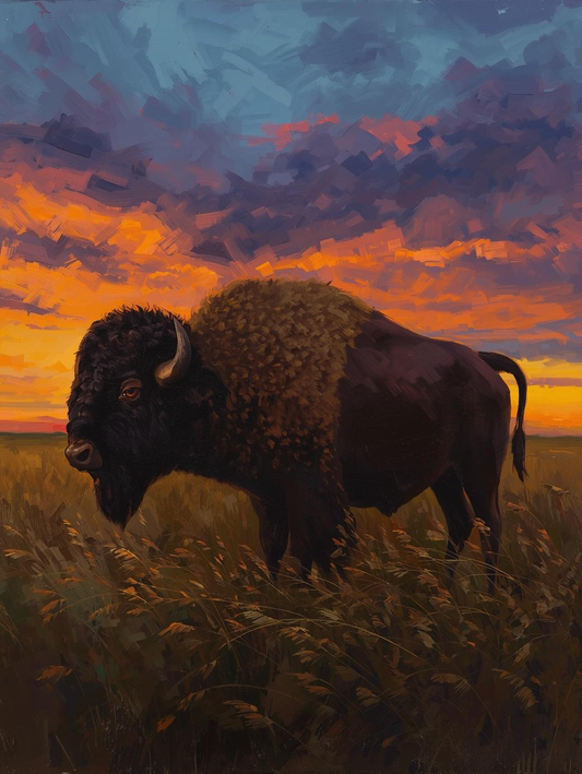 Paint By Number Majestic Bison on Open Prairie – Scenic Wildlife Paint by Number Kit for Adults