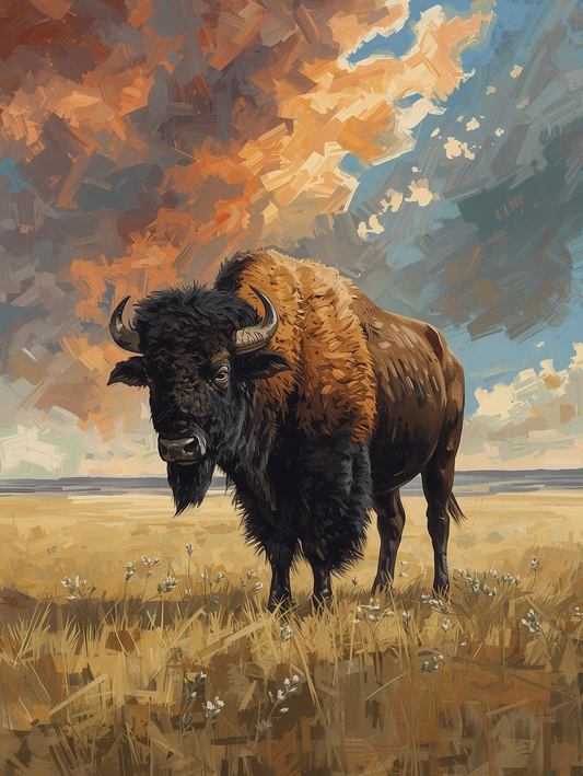 Paint By Number Majestic Buffalo on the Prairie – Open Plains Wildlife Paint by Number Kit for Adults