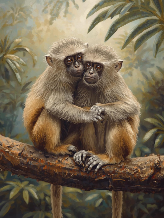 Paint By Number Playful Marmoset Monkeys – Adorable Jungle Wildlife Art Kit