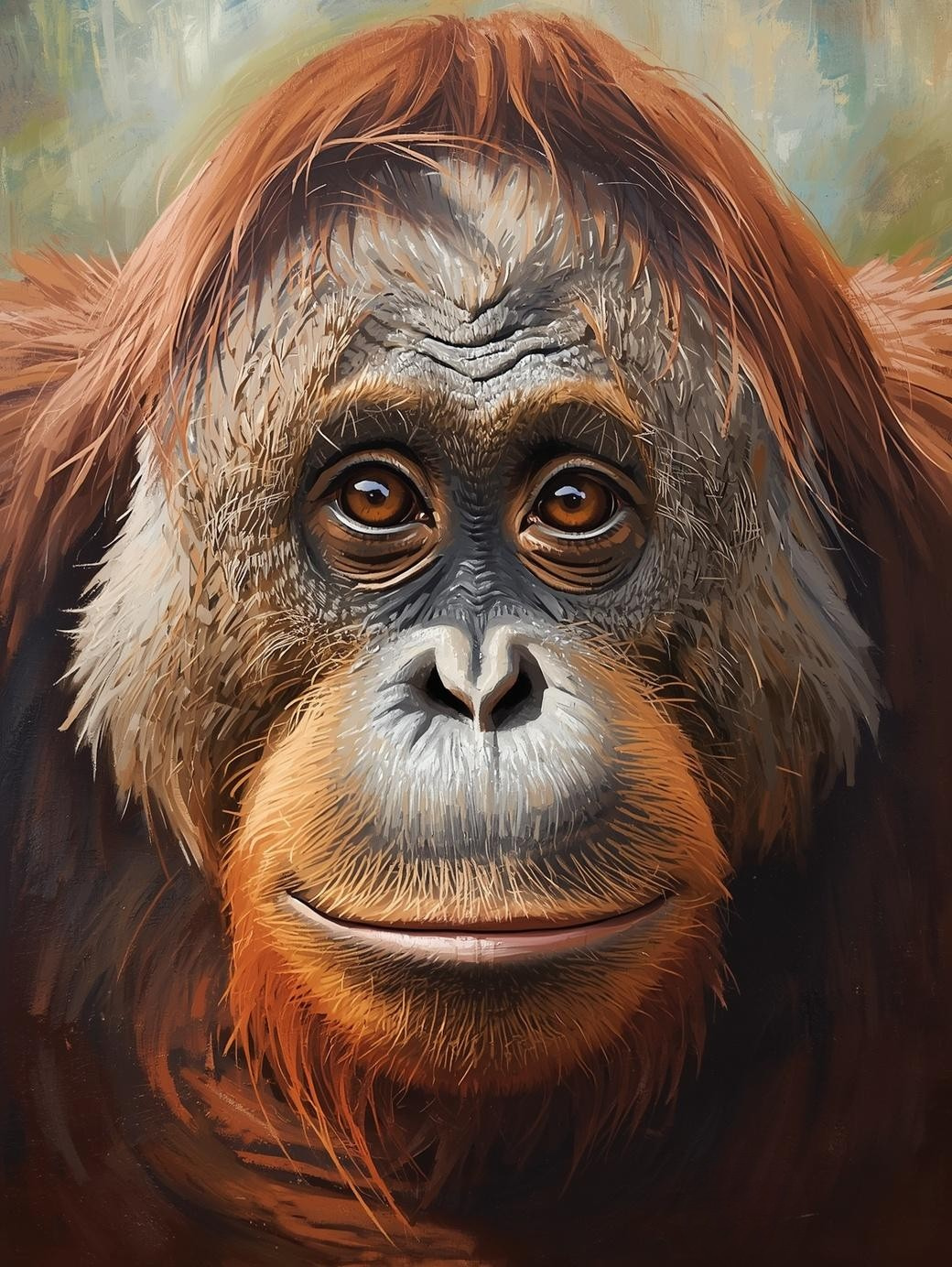 Paint By Number Close-Up Portrait of Orangutan Monkey – Majestic Jungle Wildlife Art Kit