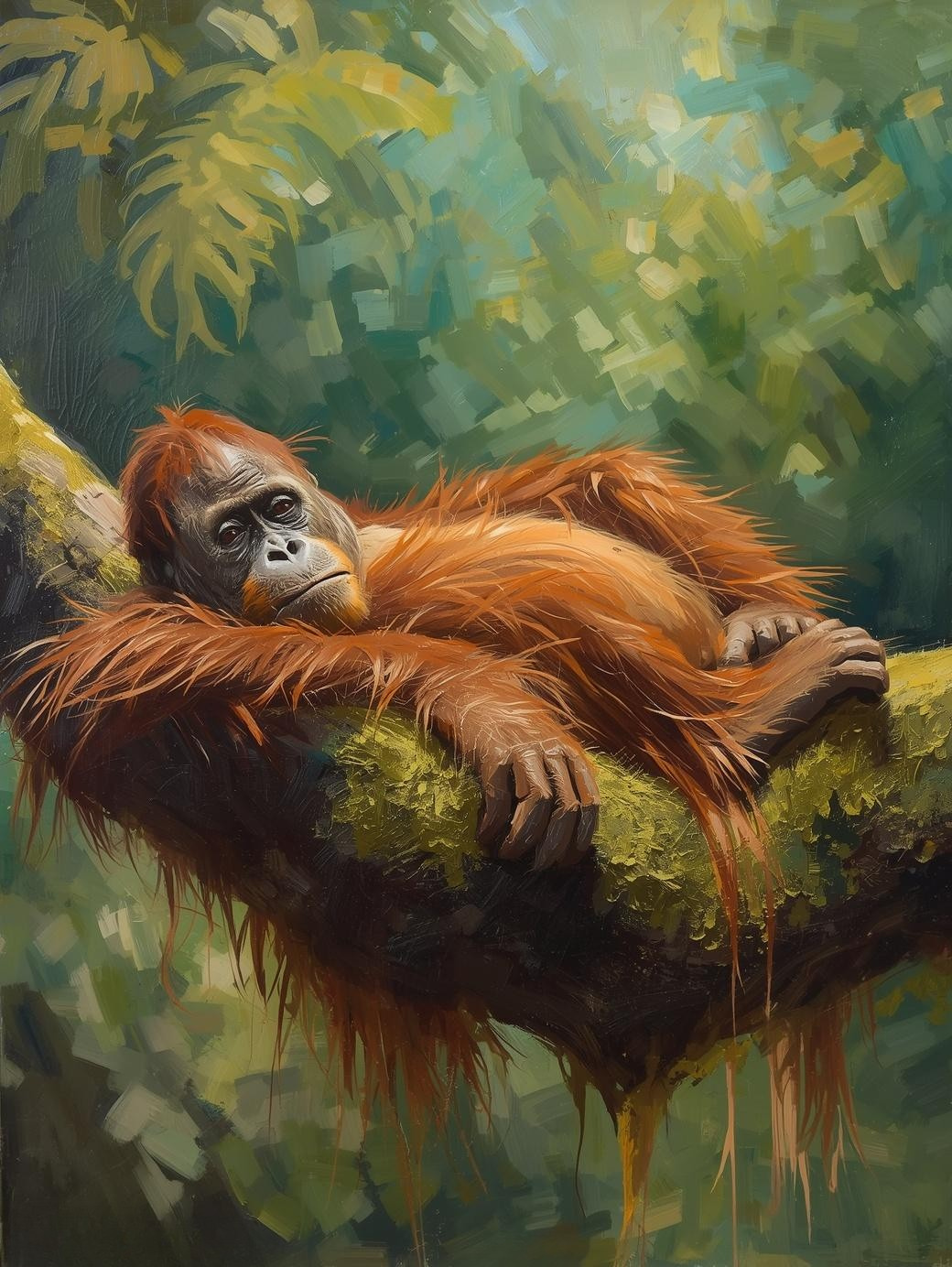 Paint By Number Relaxed Orangutan Monkey Reclining – Serene Jungle Wildlife Painting Kit
