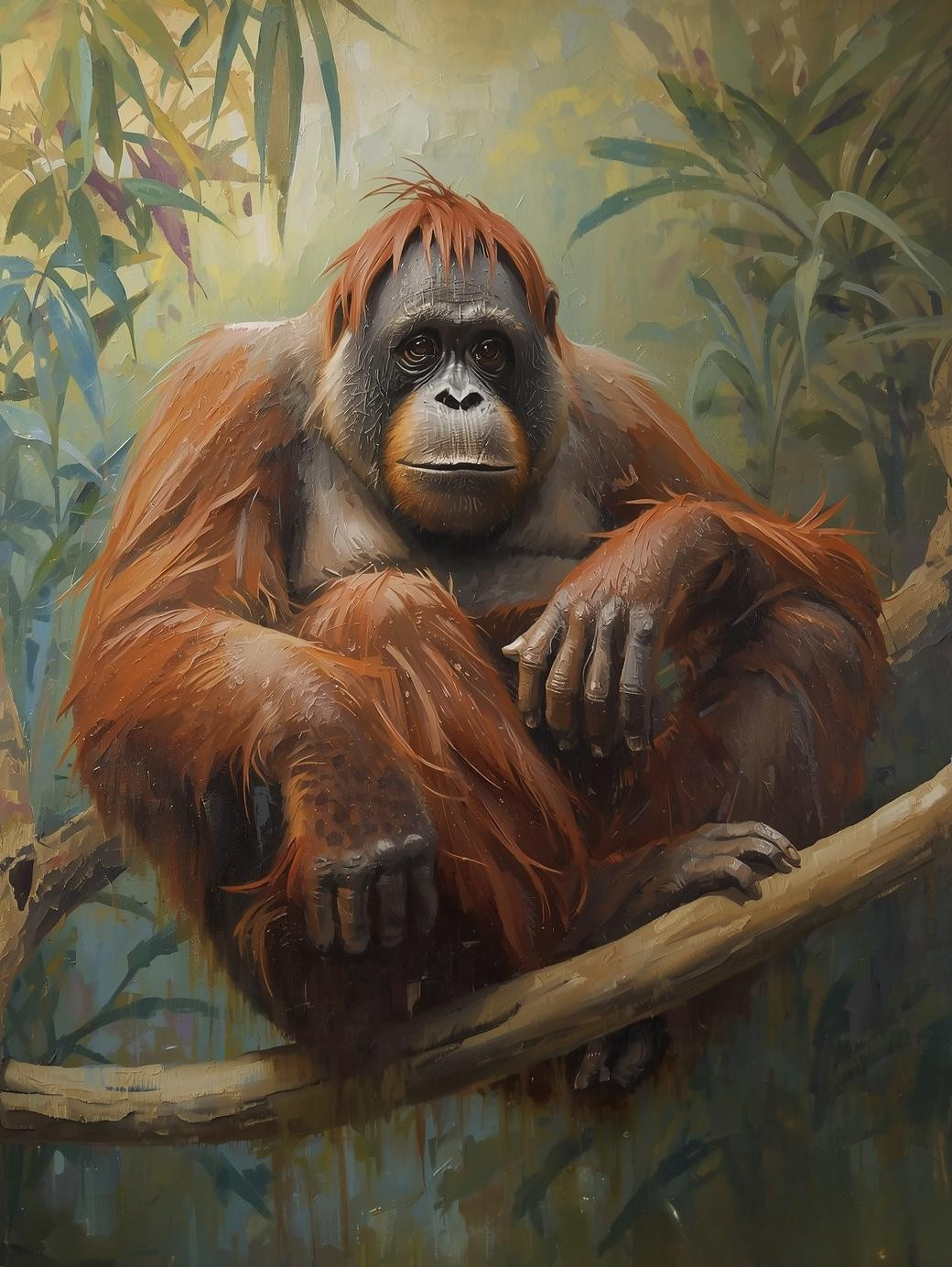 Paint By Number Peaceful Adult Orangutan on Branch – Calm Jungle Wildlife Art Kit