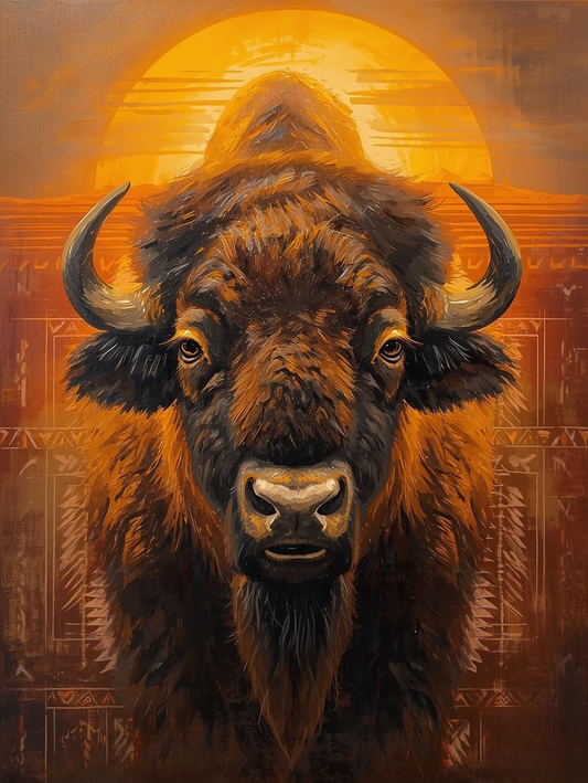Paint By Number Sacred Bison Portrait – Strong Wildlife Animal Paint by Number Kit for Adults