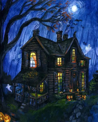 Paint by Number Scary Haunted House