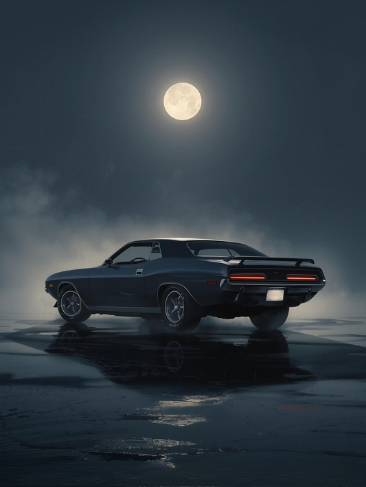 Paint by Number Vintage Muscle Car in Moody Night – Classic Car Enthusiast DIY Paint Kit for Adults