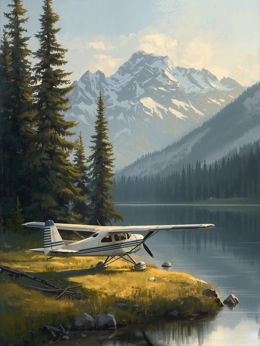 Paint by Number Small Vintage Plane by Forest Lake – Serene Aviation Wall Art Canvas DIY Kit for Adults