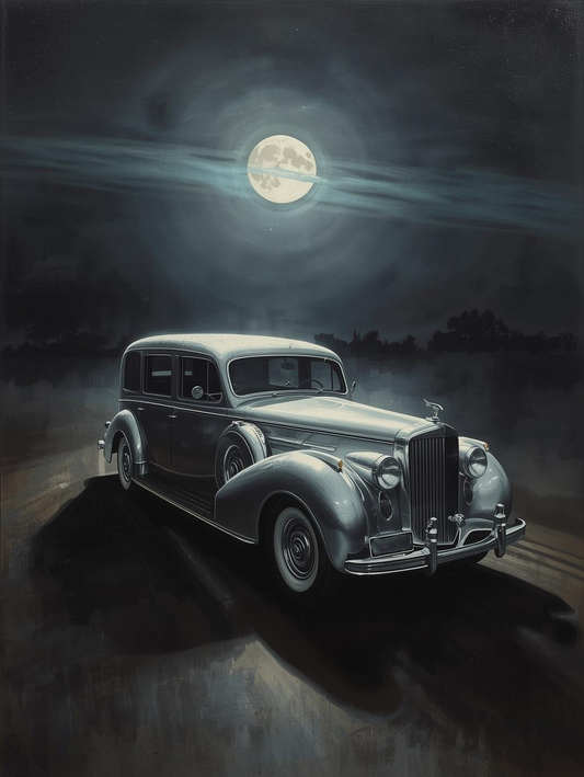 Paint by Number Victorian Car in Dramatic Shadows – Moody Night Street DIY Paint Kit for Adults