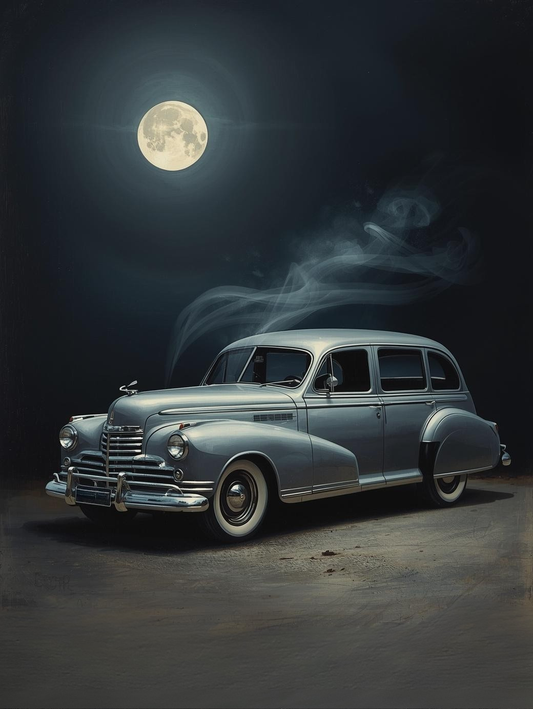 Paint by Number Victorian Hearse Under Moonlight – Gothic Night Wall Art Acrylic Paint by Number Kit